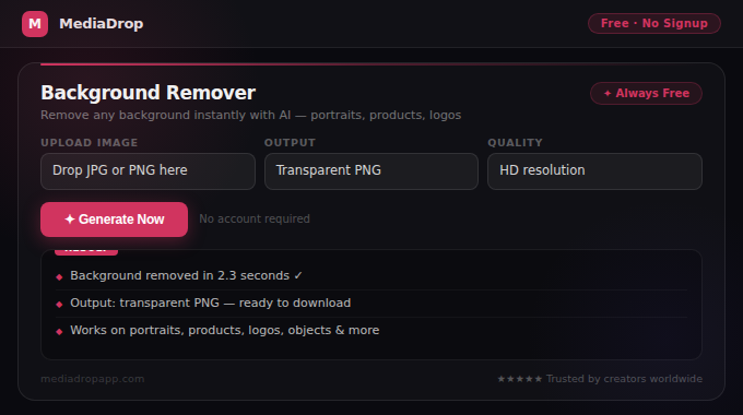Background Remover tool screenshot