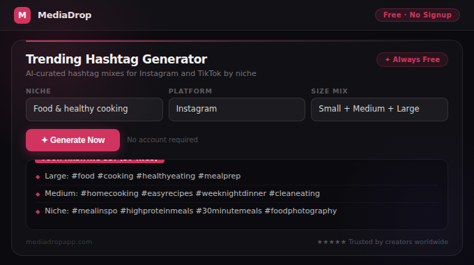 Trending Hashtag Generator tool screenshot
