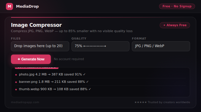 Image Compressor tool screenshot